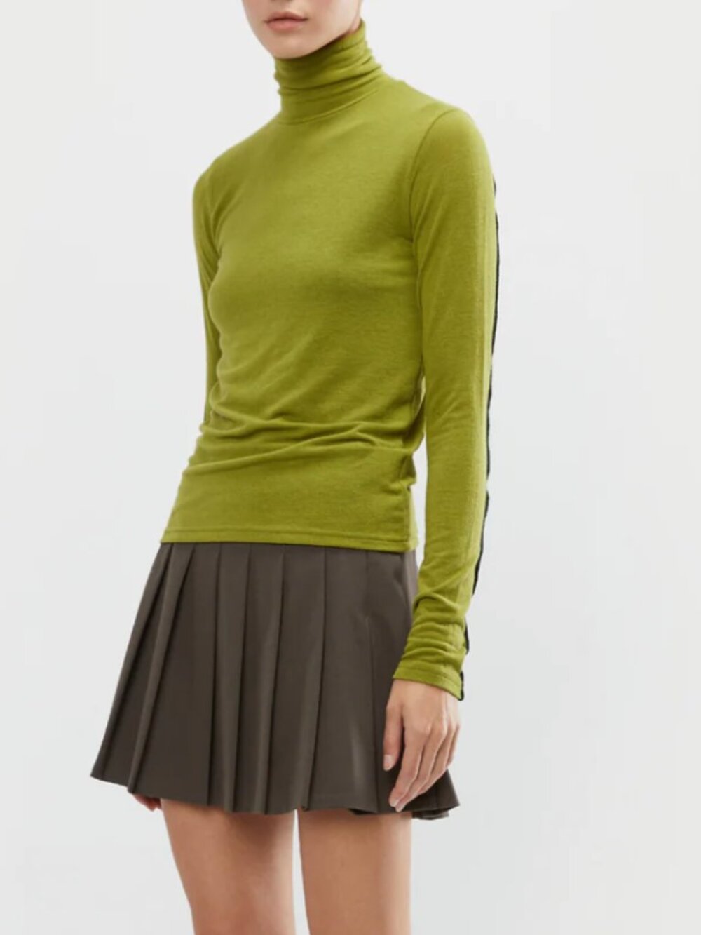 Oak + Fort Green Turtleneck Top with Contrast Trim